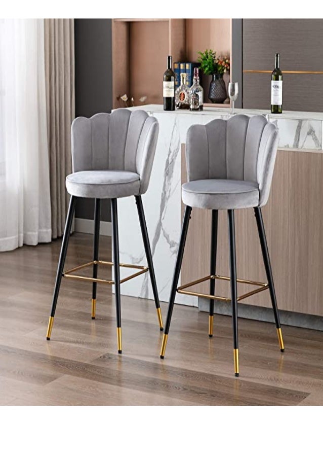 Buy Wahson Velvet Bar Stools Kitchen Counter Stools Set Of 2 Bar Chai