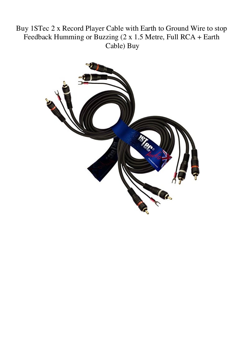 Buy 1STec 2 x Record Player Cable with Earth to Ground Wire to stop