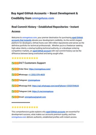 Buy Aged GitHub Accounts to Boost Developer Credibility and Career ...