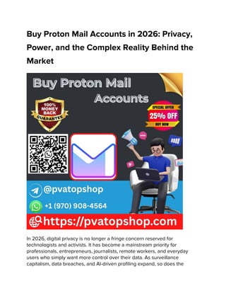 Buy Aged ProtonMail Accounts – Secure & Encrypted Email Solutions.docx