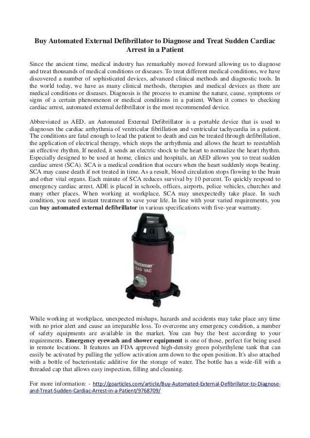 Buy automated external defibrillator to diagnose and treat sudden