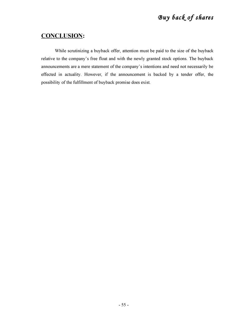 Stock options repurchase