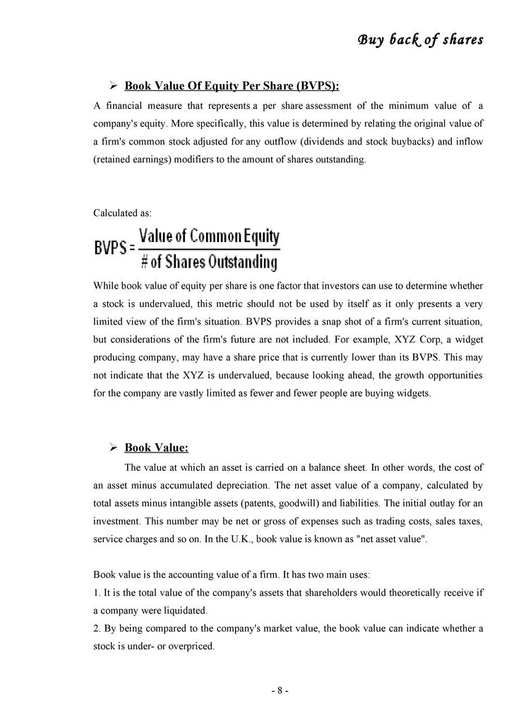 calculate book value of a company