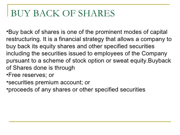 Stock options repurchase