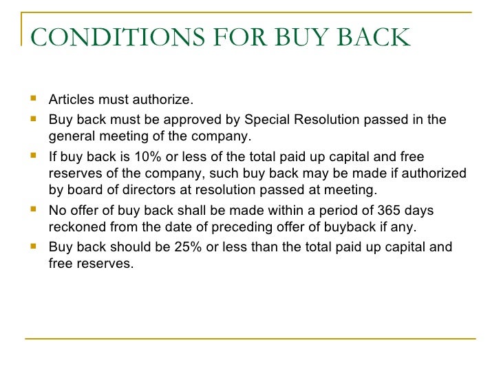 Buyback Of Shares