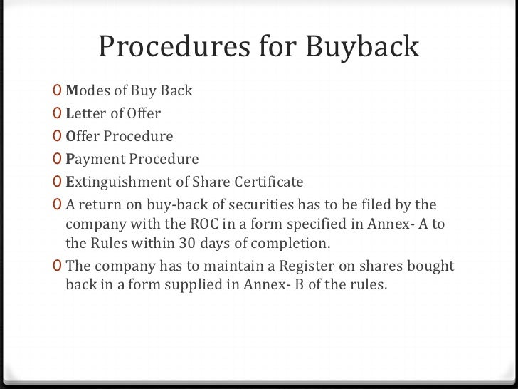 Buy back of shares