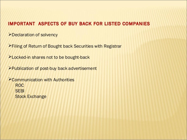 buyback of shares in private limited companies