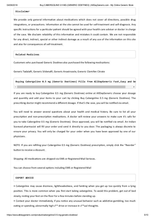 Cabergoline Dostinex Online