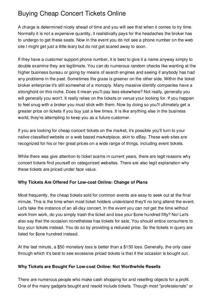 Buying Cheap Concert Tickets Online