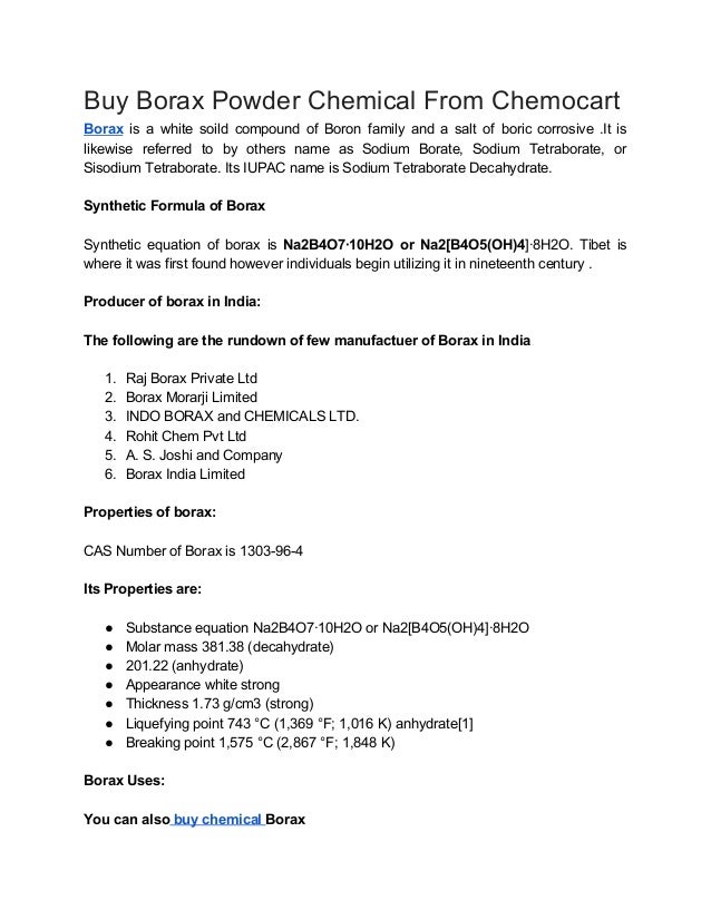 Buy Chemical Borax Powder Chemical