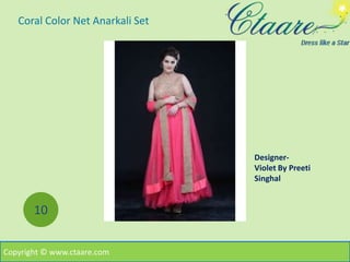 Coral Color Net Anarkali Set
10
Designer-
Violet By Preeti
Singhal
Copyright © www.ctaare.com
 