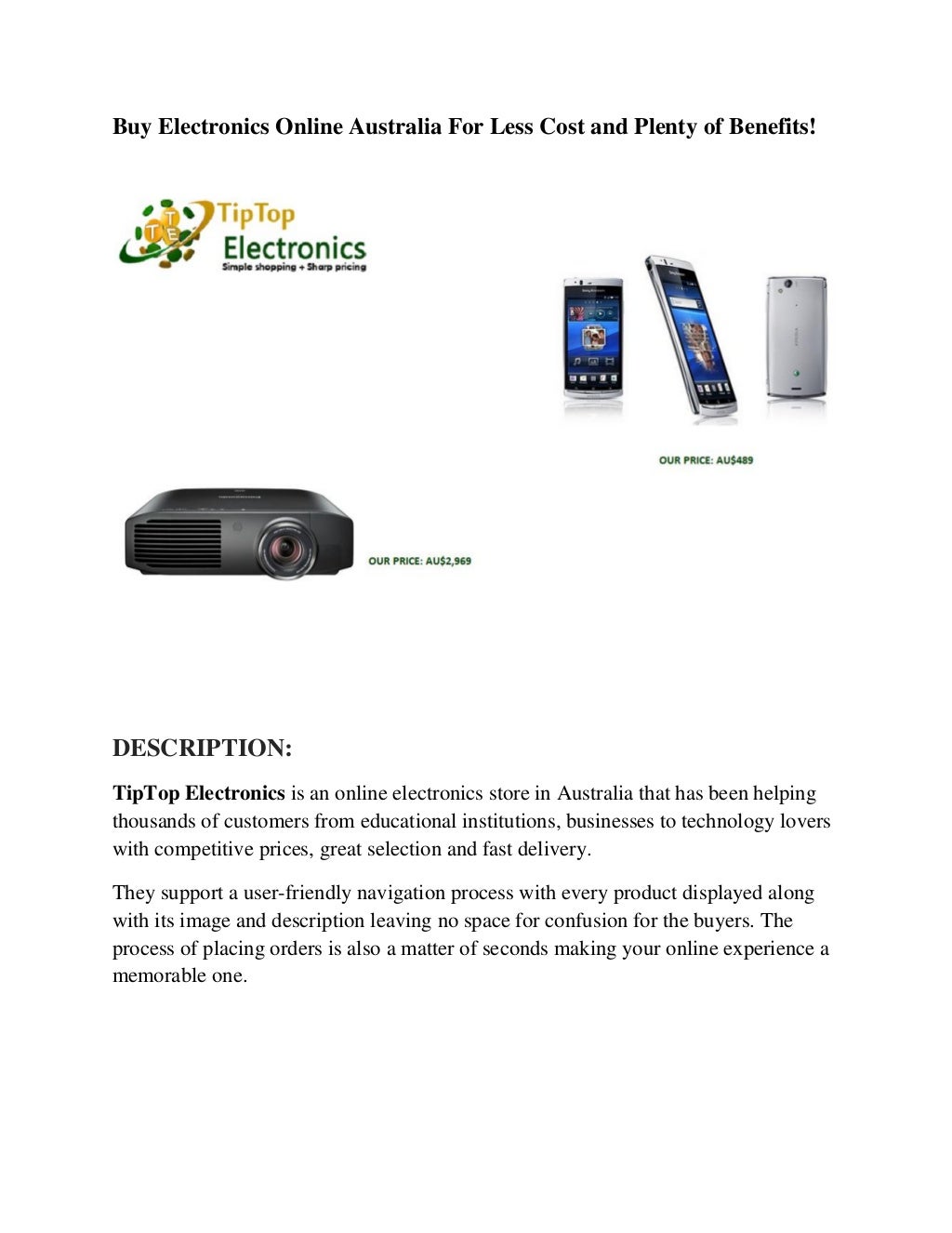 Buy Best Electronics Online Australia For Less Cost and Plenty of Ben…