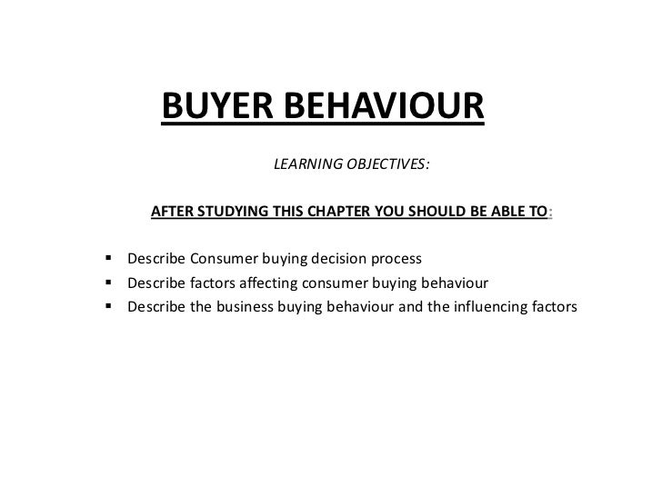Buying behaviour literature review