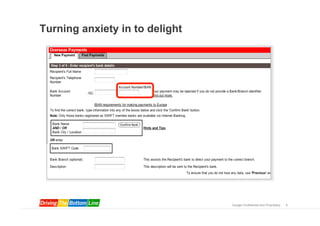 Turning anxiety in to delight




                           =    Anxiety




                                      Google Confidential and Proprietary   8
 