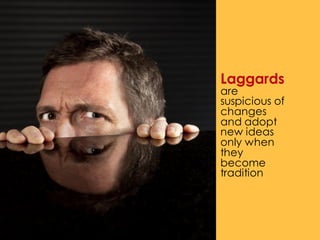Laggards
are
suspicious of
changes
and adopt
new ideas
only when
they
become
tradition
 