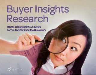 Buyer Insights
Research
How to Understand Your Buyers
So You Can Eliminate the Guesswork
 