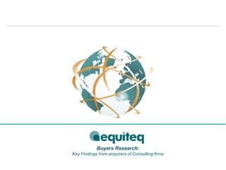 1 Buyers Research:
Key Findings from acquirers of Consulting firms
 