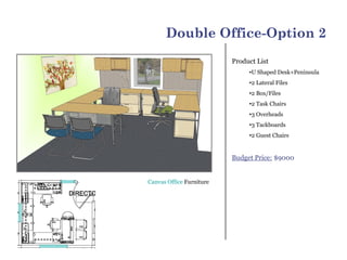 Double Office-Option 2
                          Product List
                               •U Shaped Desk+Peninsula
    ...