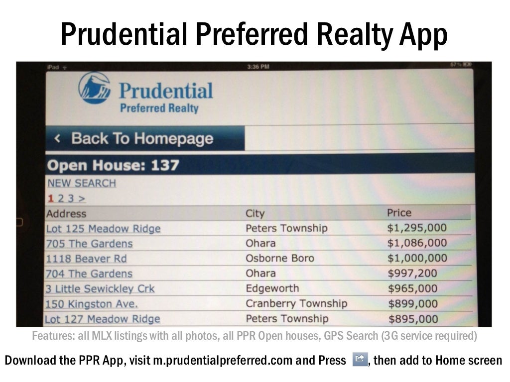 Prudential Preferred Realty App Features
