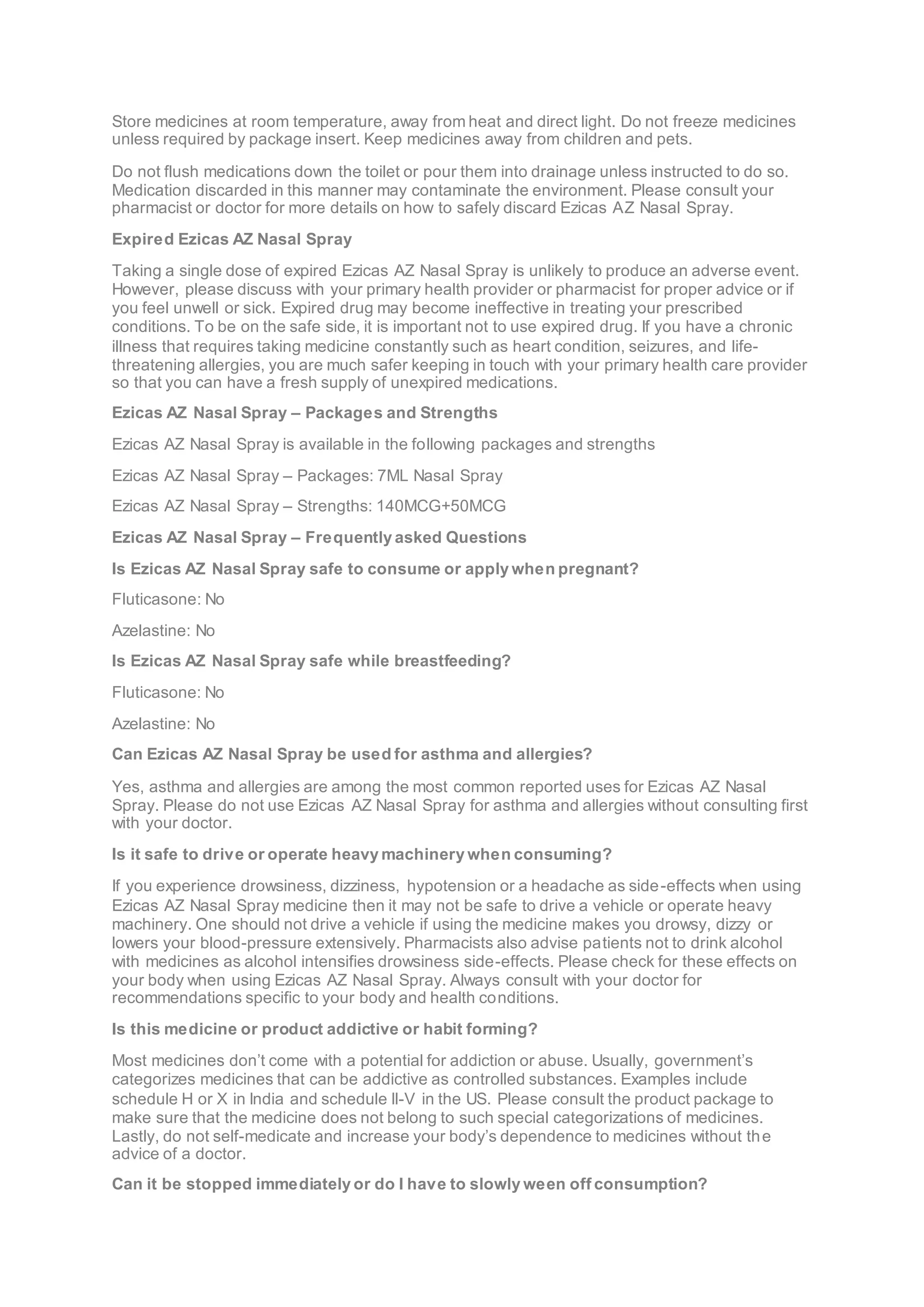 Buy ezicas az nasal spray