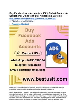 Educational Guide to Facebook Ads Accounts: Safe, Secure, and Skill ...