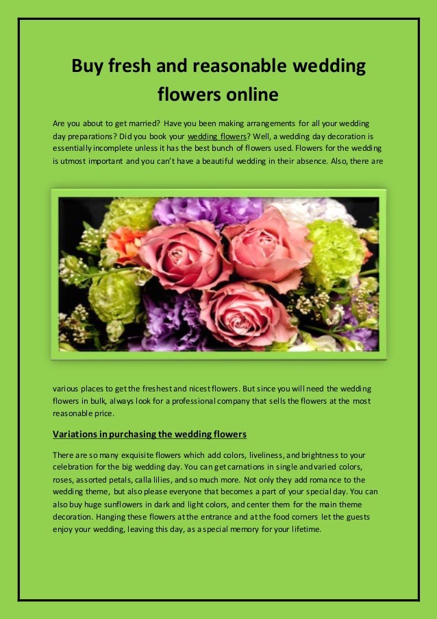 Buy Fresh And Reasonable Wedding Flowers Online
