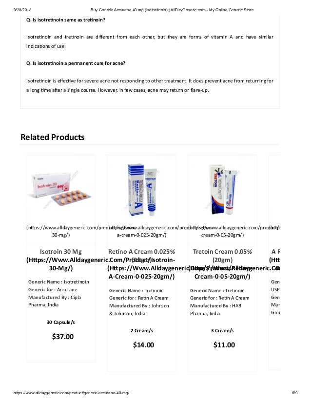 Generic forms of accutane