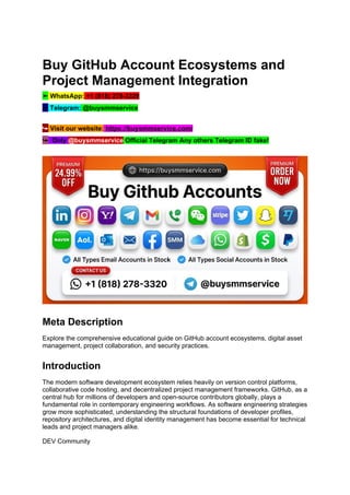 Buy GitHub Account Ecosystems and Project Management Integration. | DOCX