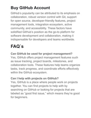 Buy Old GitHub Account, We offer a 100% approved account | PDF
