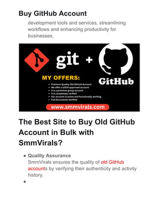 Buy Old GitHub Account, We offer a 100% approved account | PDF