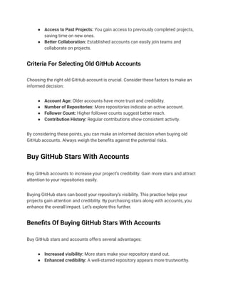 Buy GitHub Accounts With Contributions History, Stars, Repositories and.pdf
