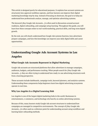 Buying and Managing Google Ads Accounts in Los Angeles | PDF