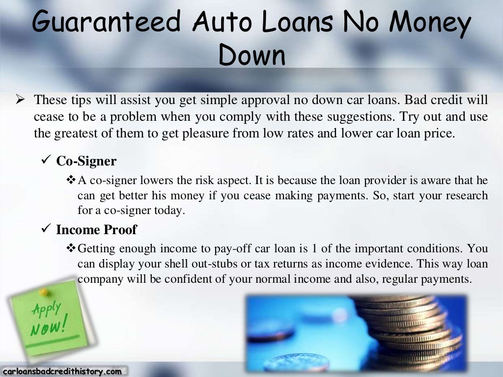 Buying a car with bad credit and no down payment