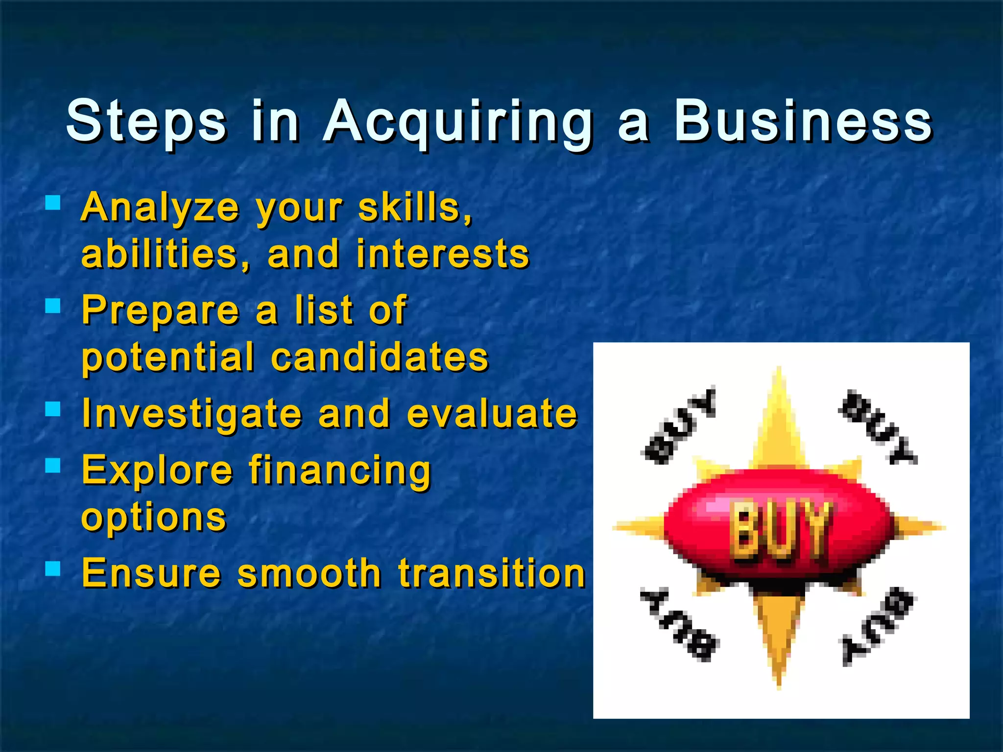 Steps In Buying An Existing Business Buying an existing business | PPT
