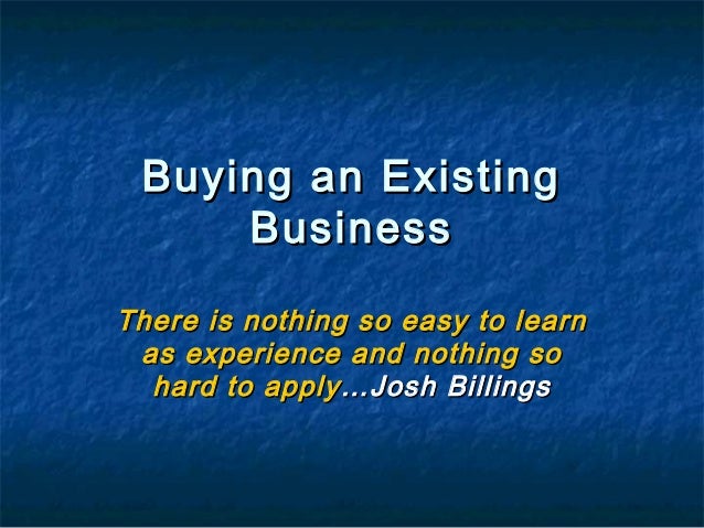 Business plan buying existing company