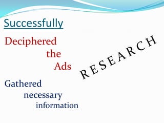 Successfully
Deciphered
        the
          Ads
Gathered
    necessary
       information
 