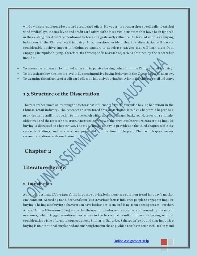 Dissertation consumer buying behavior include