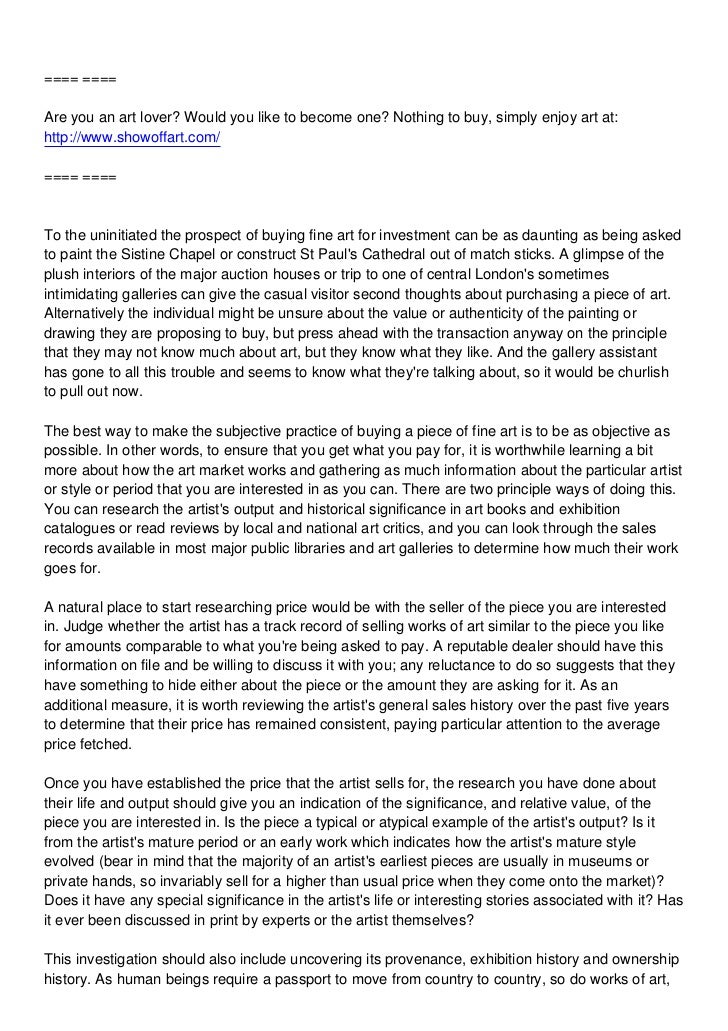 How to buy fine art correctly