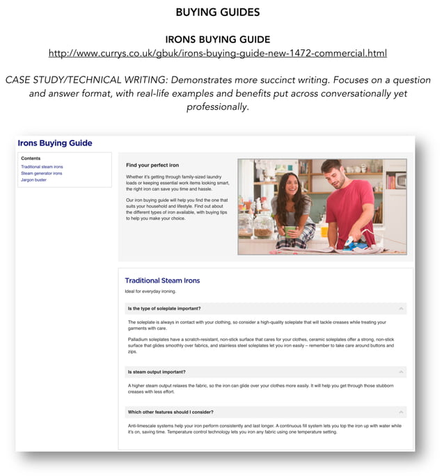 UX/CASE STUDY-STYLE COPYWRITING: Product Buying Guides | PDF