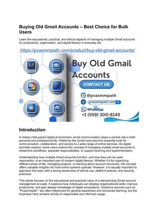 Buying Gmail Accounts for Productivity and Digital Literacy | DOCX