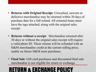 h and m exchange policy