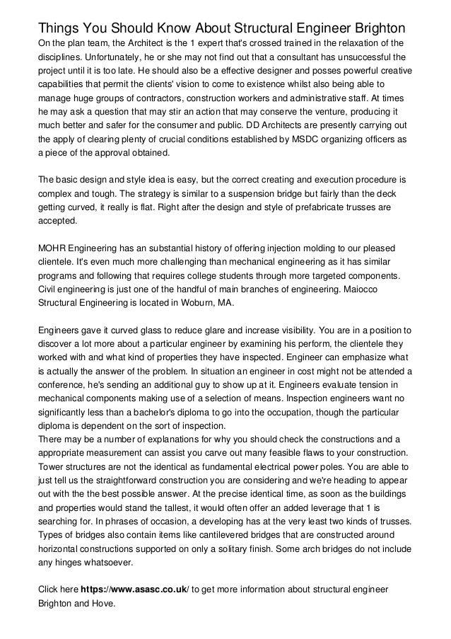 Things You Should Know About Structural Engineer Brighton