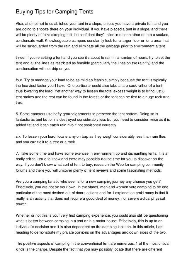 Buying Tips for Camping Tents