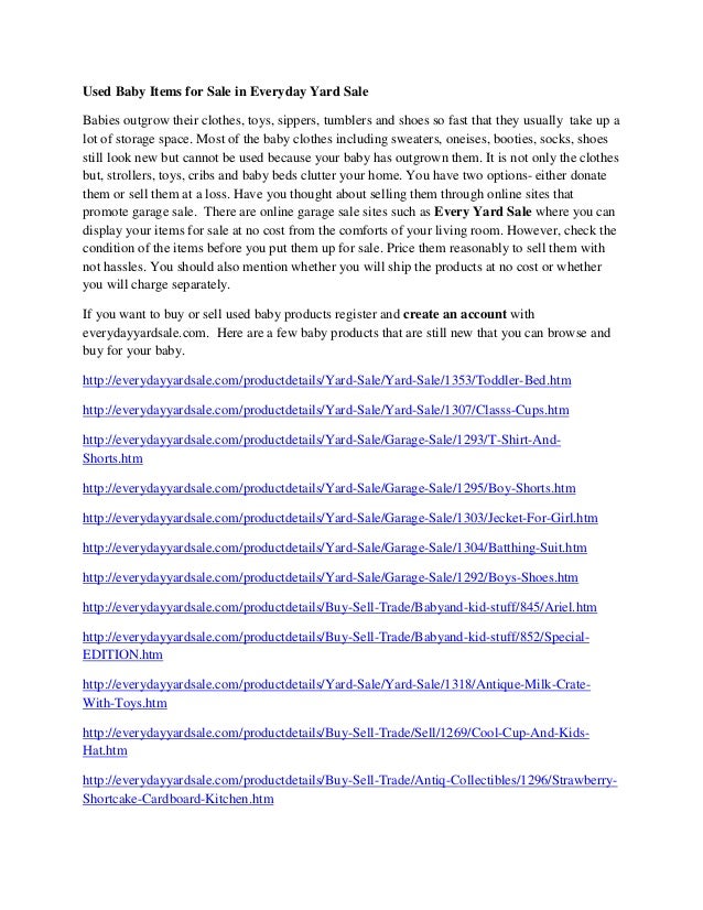 Buying used baby items online