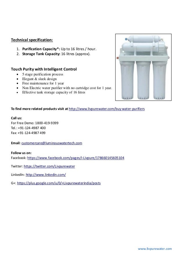 Buy Livpure Brahma (RO+UV+UF) Water Purifier with Kitanu Guard in Ind…