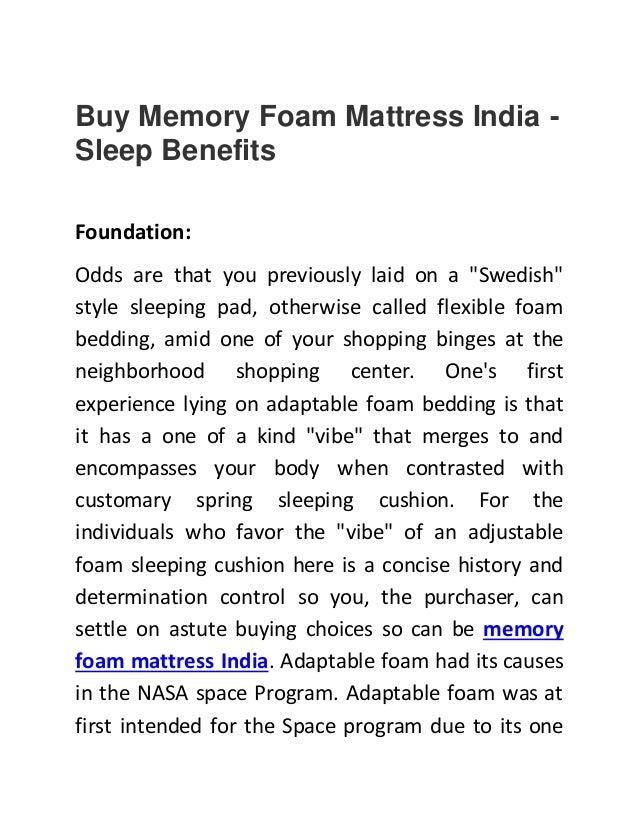 Buy memory foam mattress india sleep benefits