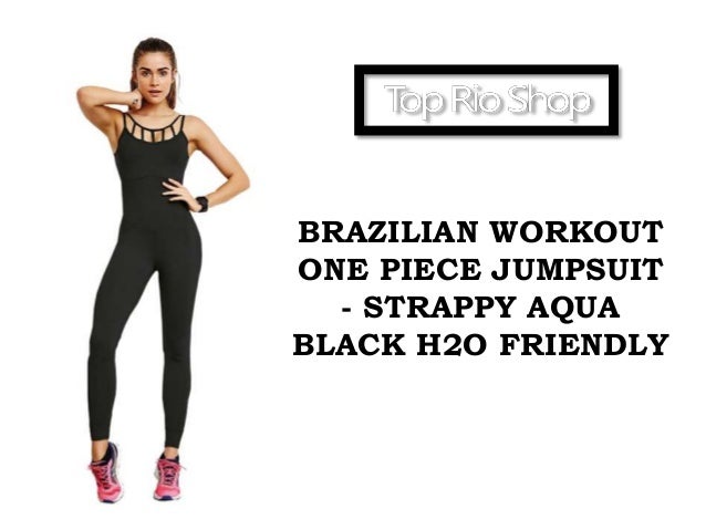 brazilian workout one piece jumpsuit strappy aqua black h2o friendly
