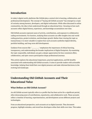 Buying Old GitHub Accounts.-2025-2026pdf | PDF