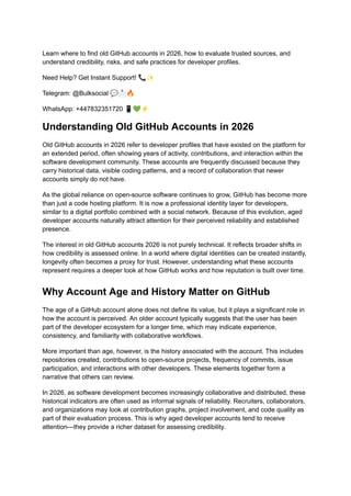 Understanding and Evaluating Old GitHub Accounts in 2026: Credibility ...