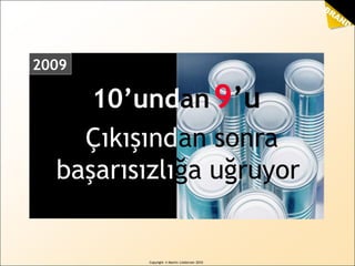 BRAND
sense
by Martin Lindstrom
7 out of 10
10’undan
2009
Çıkışından sonra
başarısızlığa uğruyor
Copyright © Martin Lindstrom 2010
9’u
 